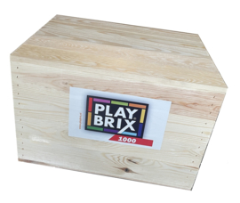 PlayBrix 1000st los gestort in zware kwaliteit houten kist