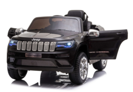 JEEP Grand Cherokee, Metallic zwart, 12V, leder, Eva, (JJ2055zw)