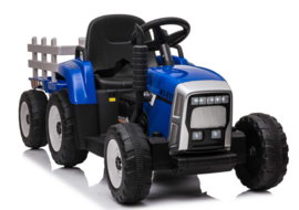 Tractor blauw + trailer, leder look stoel,  12V7ah , BlueTooth, 2.4ghz  (XMX611))