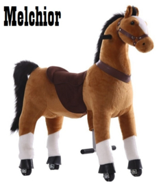 Kids-Horse "Melchior"  bruin witte bles en hoef, voor kids van 4-9 jaar.  (TB-2007M)
