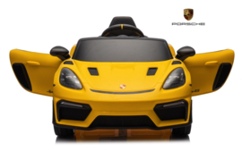 Porsche 718 Spyder RS, 12V, Geel met RC en vele opties.(KC_pgl)