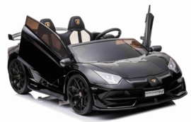 24V Lamborghini Aventador SVJ CARBON, zwart metallic, Mp4 TV, 2 zits, leder (SX2028zw)