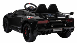 Lamborghini Aventador SVJ, 12V,  zwart metallic ,2.4ghz, FM, lambo  deuren, lederen stoel (HL-328zw)