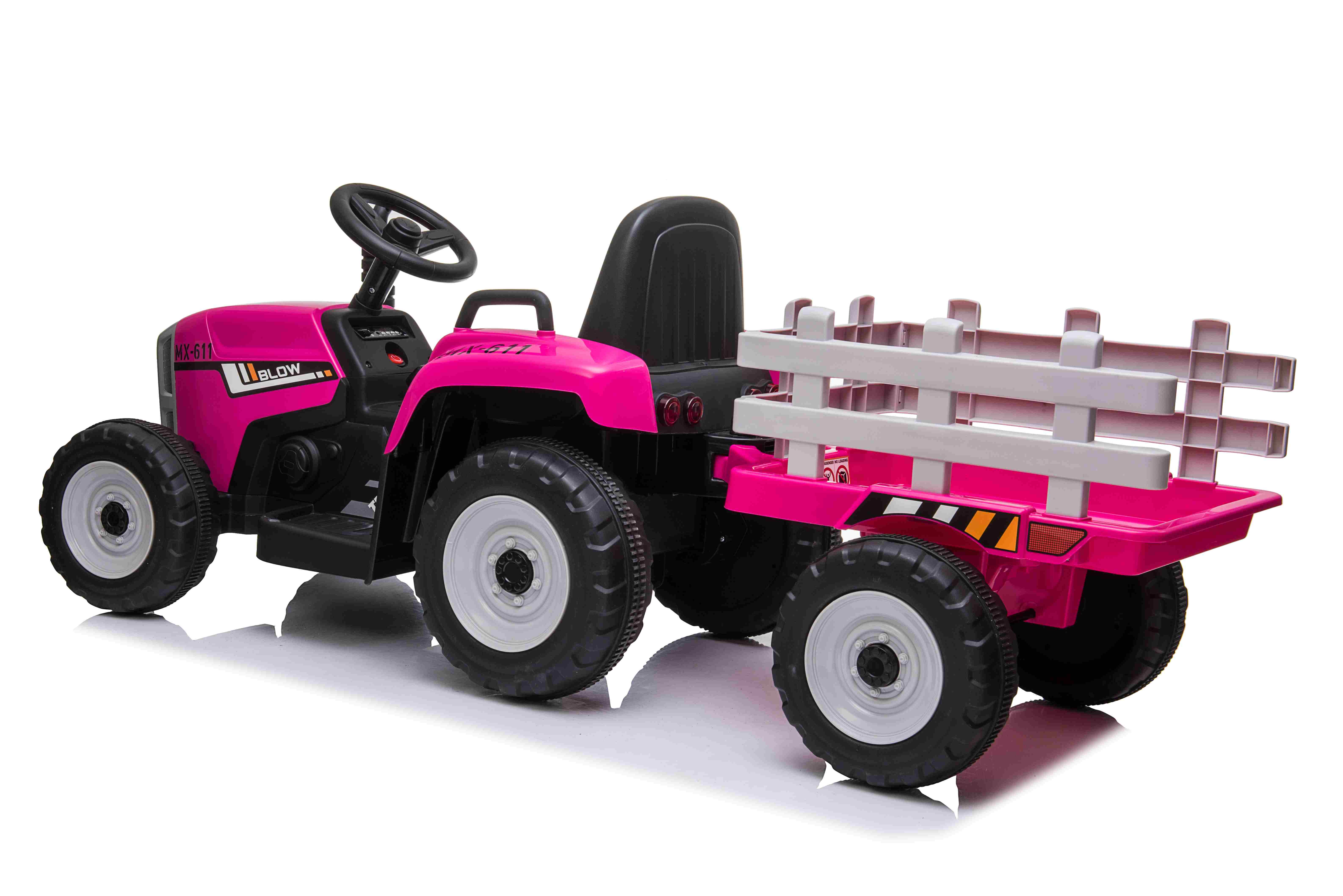 Tractor roze + trailer, leder look stoel,  12V7ah , BlueTooth, 2.4ghz  (XMX-611pk)