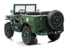 Jeep Army, Willy's jeep, 4wd, eva, leder, BlueTooth, 2.4ghz softstart, 3 zitplaatsen. (JH-101A)