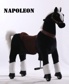 Kids-Horse "Napoleon"  zwart, witte bles en witte  hoef, voor kids van 4-9 jaar.  (TB-2003M)