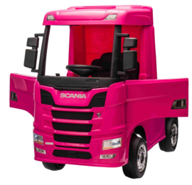 Scania 500R series truck roze, EVA, Multimedia, 4WD, FM radio, 2x12V7ah accu, leder, RC, BT (HL698pk)