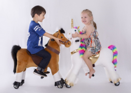 Kids-Horse "Benjamin"  bruin witte bles en hoef, voor kids van 3-6 jaar.  (TB-2007S)