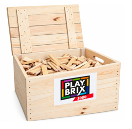 PlayBrix 1000st los gestort in zware kwaliteit houten kist