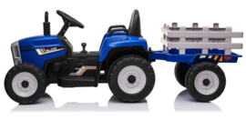 Tractor blauw + trailer, leder look stoel,  12V7ah , BlueTooth, 2.4ghz  (XMX611))