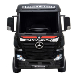 Mercedes Actros + oplegger, Metallic zwart, EVA, Wide screen Multimedia, 4WD, FM radio, 2x12V7ah accu, leder, RC (ActrosZW+tr)