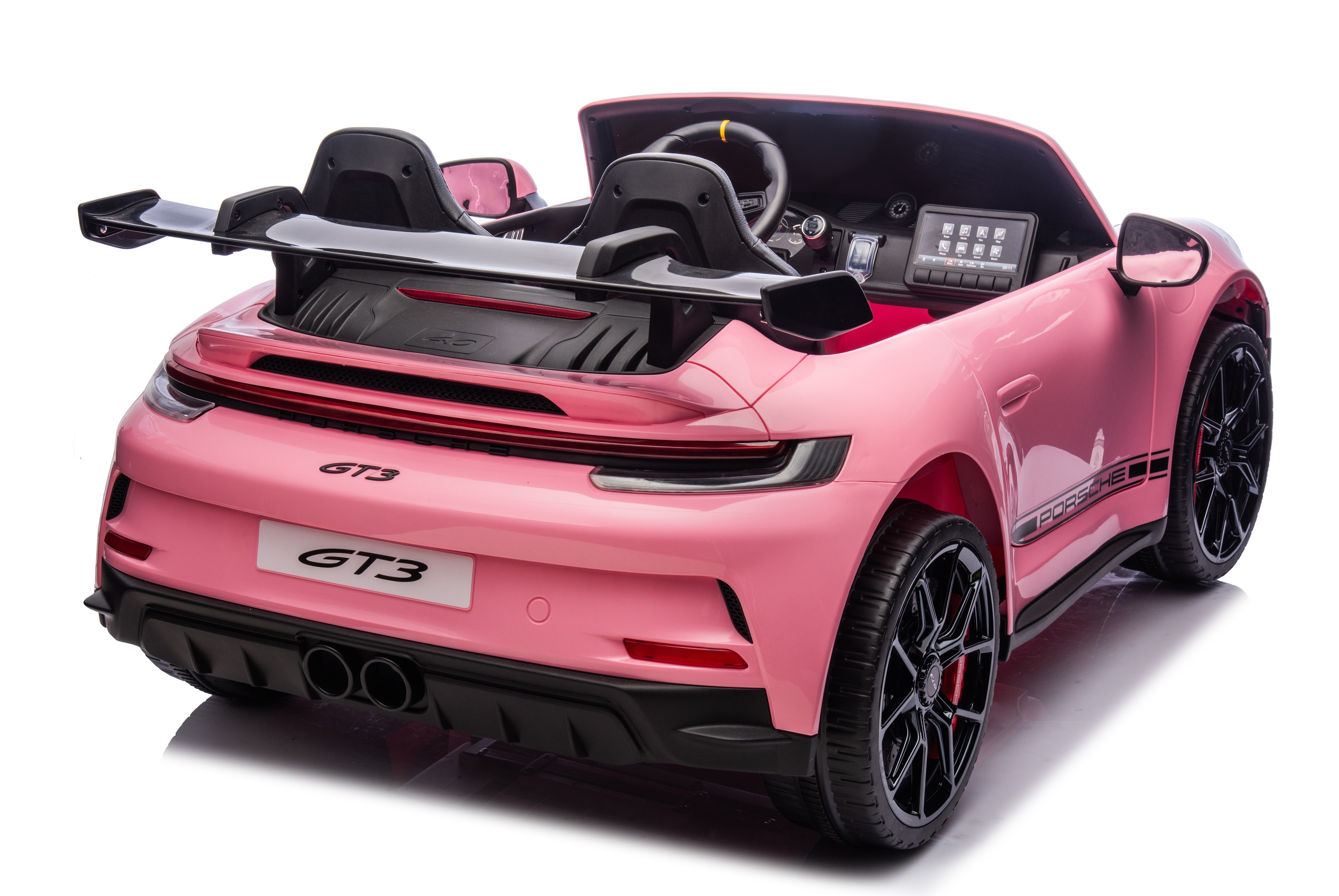 24V Porsche 911///GT3 , grote 2-zitter, Roze paint, Touchscreen Mp4 tv, 4WD, leder, eva (P911pk)