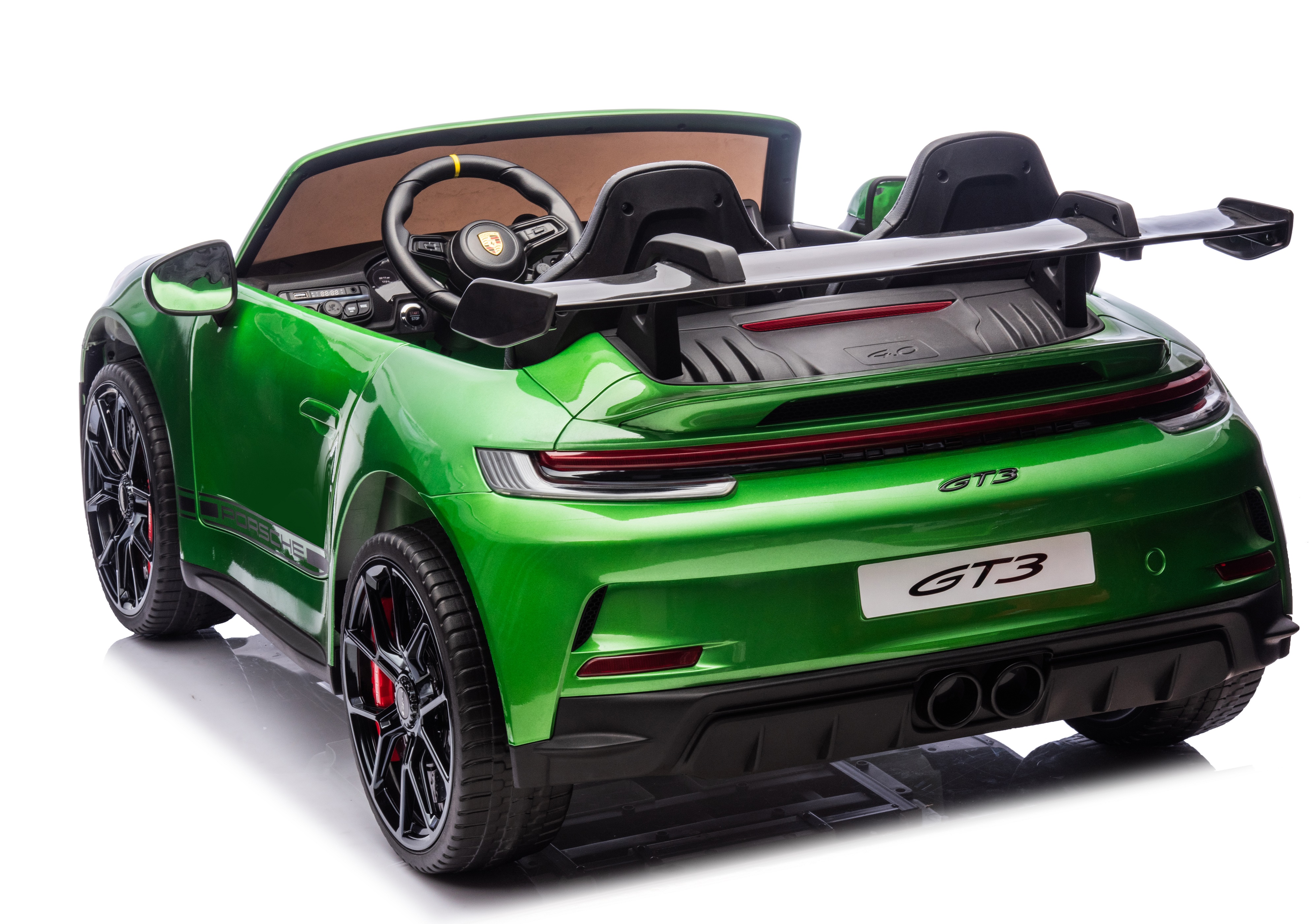 24V Porsche 911///GT3 , grote 2-zitter, Groen paint, Touchscreen Mp4 tv, 4WD, leder, eva (P911gr)