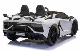 24V Lamborghini Aventador SVJ wit, 2 zits, leder, eva , 2.4ghz RC (SX2028wt)