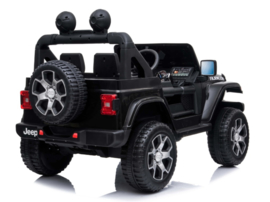 JEEP Wrangler Rubicon, zwart, MP4 scherm,FM, BT, 12V, leder, 2.4ghz softstart RC (JWR555zw)