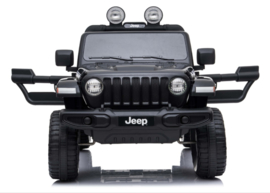 JEEP Wrangler Rubicon, zwart, MP4 scherm,FM, BT, 12V, leder, 2.4ghz softstart RC (JWR555zw)