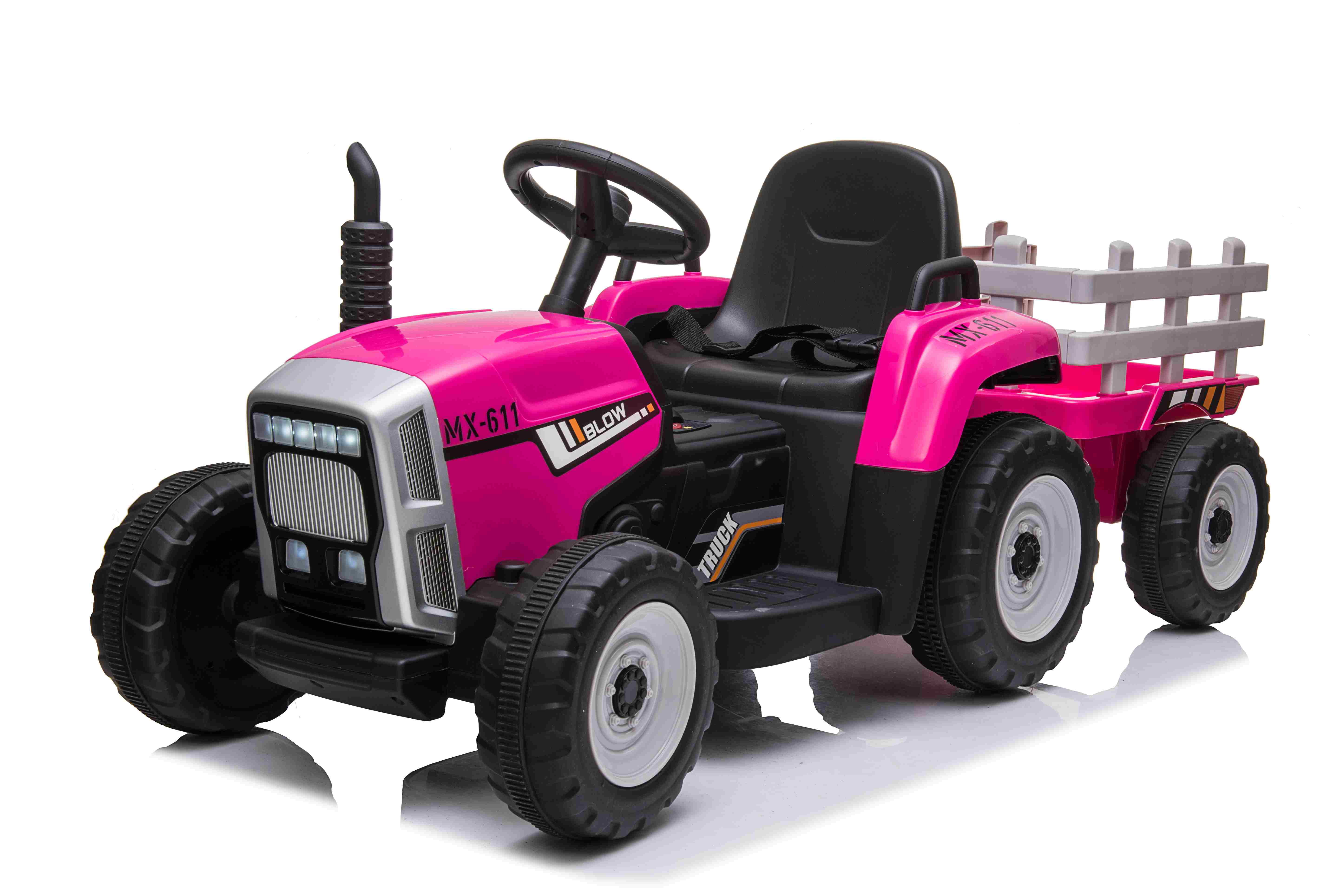 Tractor roze + trailer, leder look stoel,  12V7ah , BlueTooth, 2.4ghz  (XMX-611pk)