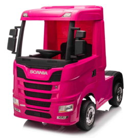 Scania 500R series truck roze, EVA, Multimedia, 4WD, FM radio, 2x12V7ah accu, leder, RC, BT (HL698pk)