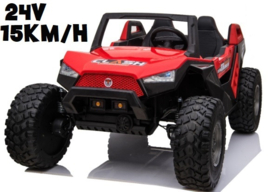 24V Beach buggy Red, High speed 15km/h, 2 zitter, 12V, 2.4ghz, softstart, 4x4, eva, leder (SX1929rd)