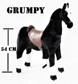 Kids-Horse "Grumpy"  zwart met witte bles en witte hoef, voor kids van 3-6 jaar.  (TB-2003S)