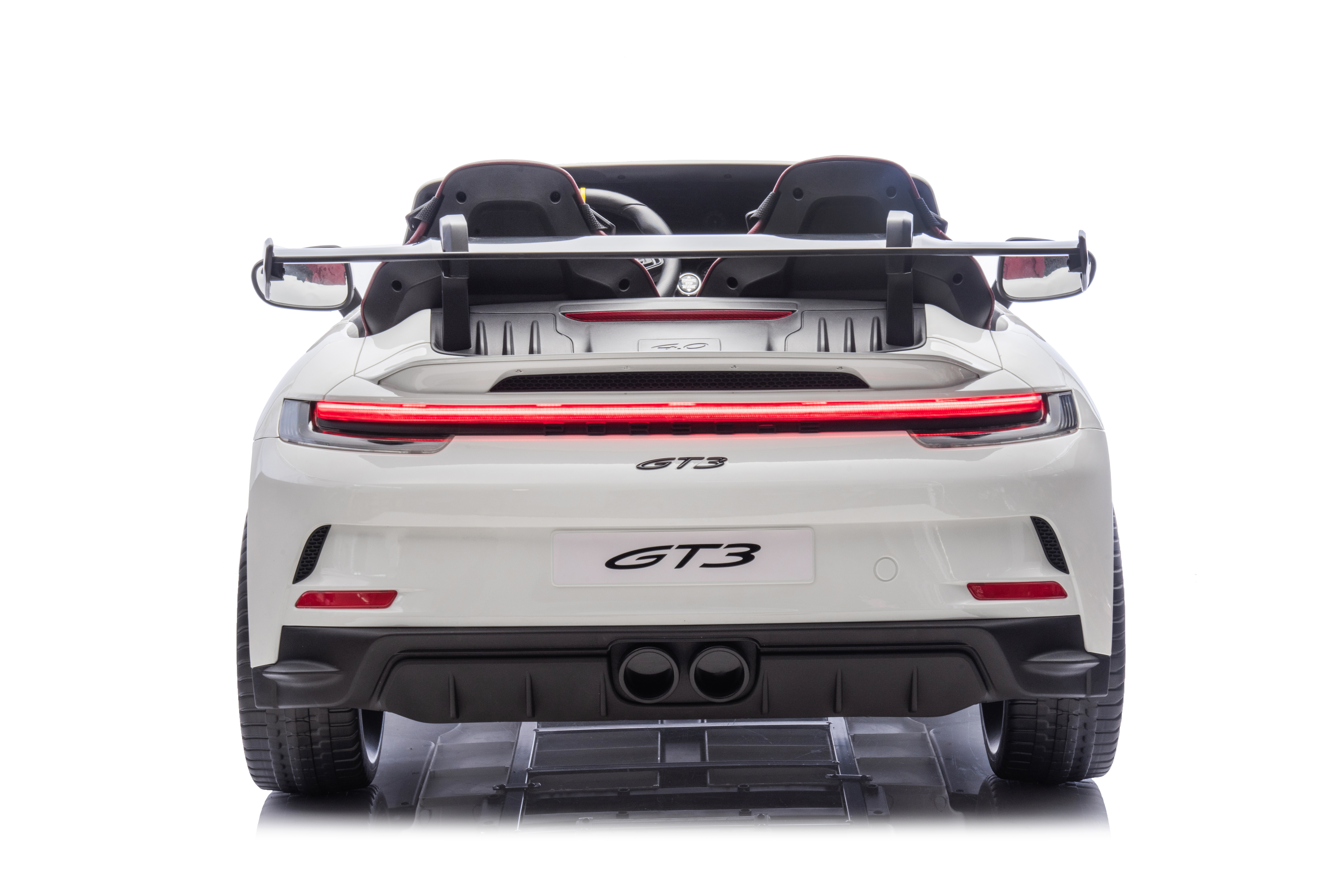 24V Porsche 911///GT3 , grote 2-zitter, wit , Touchscreen Mp4 tv, 4WD, leder, eva (P911wt)