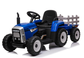 Tractor blauw + trailer, leder look stoel,  12V7ah , BlueTooth, 2.4ghz  (XMX611))