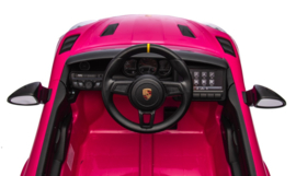 Porsche 718 Spyder RS, 12V, Roze met RC en vele opties.(KC_ppk)