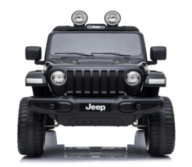 JEEP Wrangler Rubicon, zwart, MP4 scherm,FM, BT, 12V, leder, 2.4ghz softstart RC (JWR555zw)