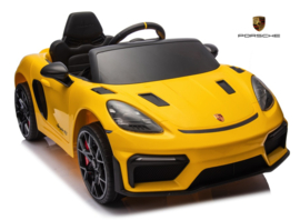 Porsche 718 Spyder RS, 12V, Geel met RC en vele opties.(KC_pgl)
