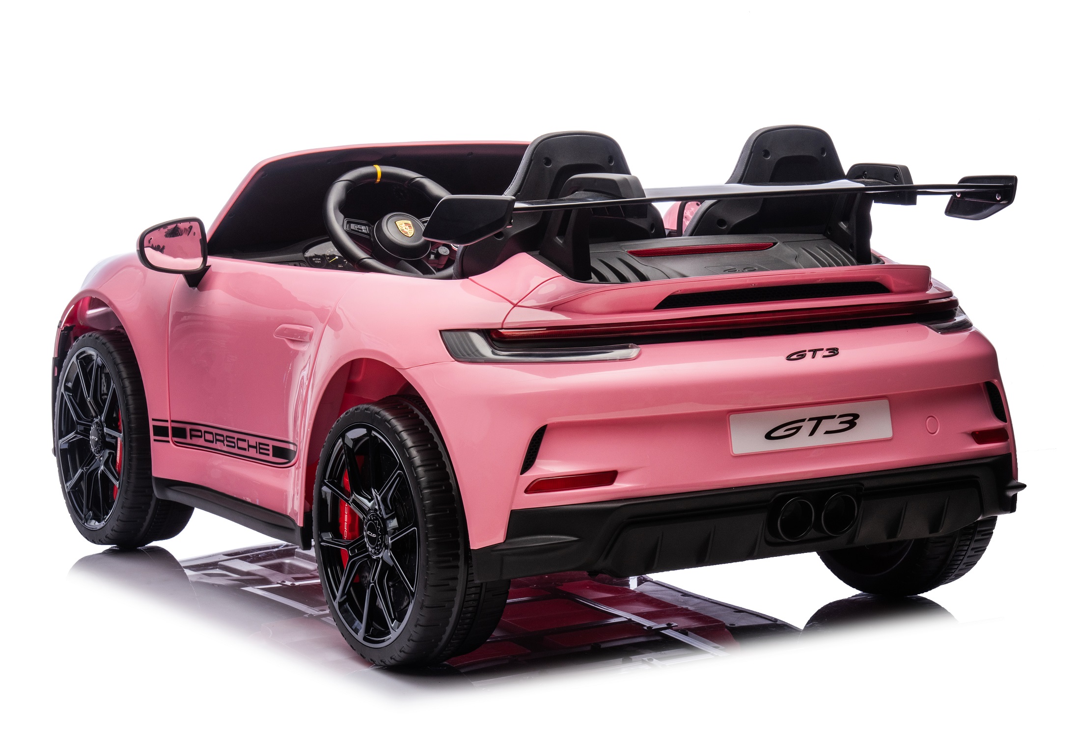 24V Porsche 911///GT3 , grote 2-zitter, Roze paint, Touchscreen Mp4 tv, 4WD, leder, eva (P911pk)