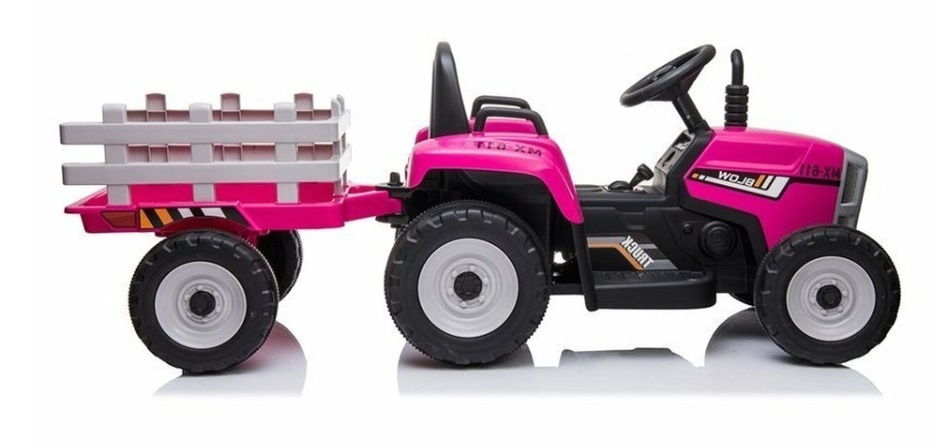 Tractor roze + trailer, leder look stoel,  12V7ah , BlueTooth, 2.4ghz  (XMX-611pk)