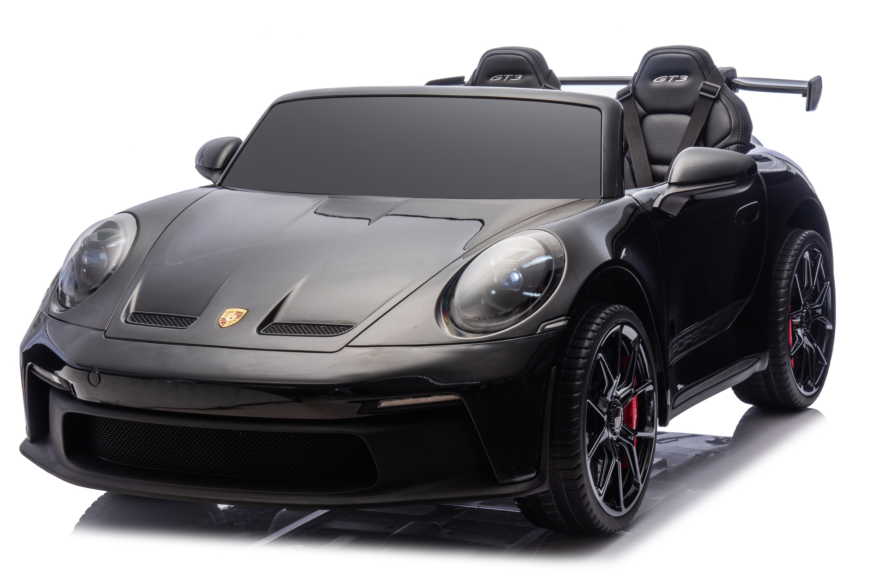 24V Porsche 911///GT3 , grote 2-zitter, zwart paint, Touchscreen Mp4 tv, 4WD, leder, eva (P911zw)