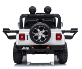 JEEP Wrangler Rubicon, wit, MP4 scherm,FM, BT, 12V, leder, 2.4ghz softstart RC (JWR555wt)