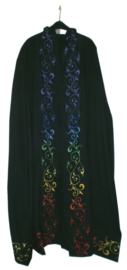 Zwarte Katoenen Cape met Chakra dessin - 160 cm lang