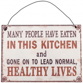 Blikken metalen wandbord  Normal healty lives 15 x 21 cm