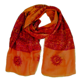 Benares-sjaal Indiaas Hindu Varanasi oranje - 60 x 120 cm