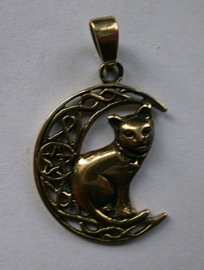 Ketting brons Kat in Keltische Maan - dessin Lisa Parker