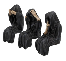 Horen Zien Zwijgen Drie Magere Hein Grim Reaper Beelden - 8 cm hoog