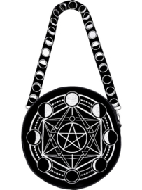 Restyle zwarte Gothic Wicca maanfasen schoudertas - Moon Circle Bag