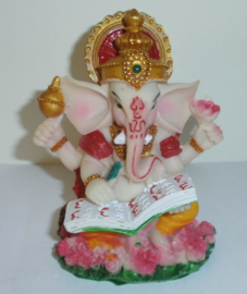 Ganesha gekleurd met boek 9 cm hoog