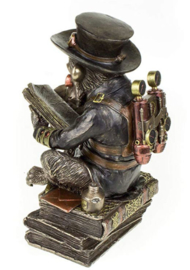 Chimpanzee Scholar - Darwinisme - bronskleurige Steampunk Aap - 19.5 cm