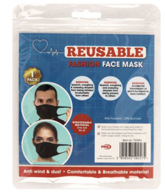 Herbruikbare zwarte gezichtsmasker spandex