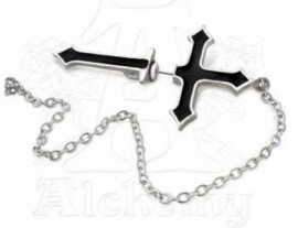 Alchemy Gothic faux stretcher oorbel - Impalare Cross