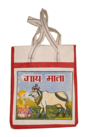 Bollywood Bag Indiase katoenen shopper - Heilige Koe - 35 x 30 x cms
