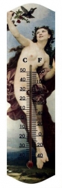 Houten thermometer met prent - blote dame 1