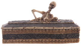 Sieradendoos skelet klimmend uit doodskist - 16 cm lang