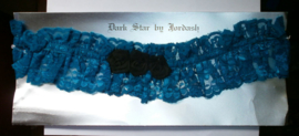 Luxe Gothic choker - turquoise kant mete zwarte rozen - Darkstar Jordash