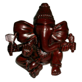 Roodbruine resin Ganesha 8 cm hoog  dessin 1