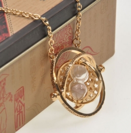 Harry Potter Time Turner Ketting Hermione Granger Rotating Spins Gold Hourglass wit