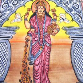 Indiase katoenen bedsprei wandkleed Lakshmi gekleurd - 210 x 240